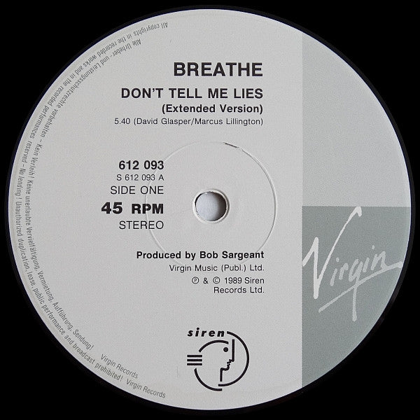Breathe – Don't Tell Me Lies (VG+) BOX33