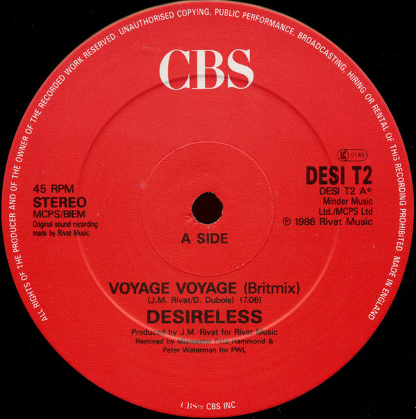 Desireless – Voyage Voyage (Britmix) (NM) BOX18