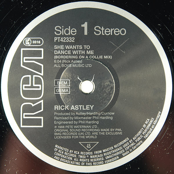 Rick Astley – She Wants To Dance With Me (VG+, DISCO EX) BOX36