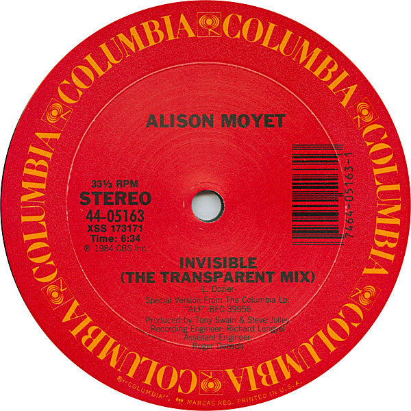 Alison Moyet – Invisible (The Transparent Mix) (EX, FUNDA VG+) BOX20