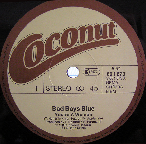 Bad Boys Blue – You're A Woman (Long Version) (EX, FUNDA VG+) BOX11