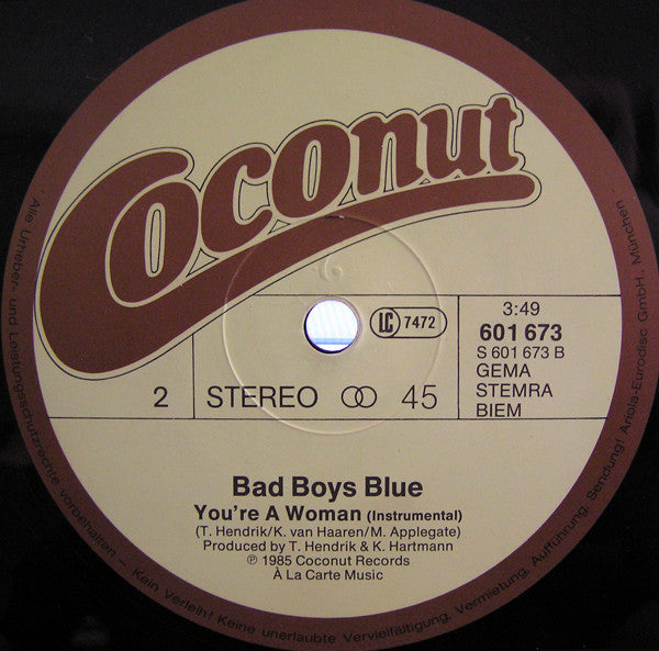 Bad Boys Blue – You're A Woman (Long Version) (EX, FUNDA VG+) BOX11