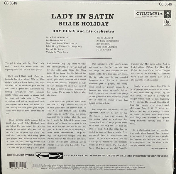 Billie Holiday With Ray Ellis And His Orchestra – Lady In Satin (NUEVO, SELLADO) BOXV53