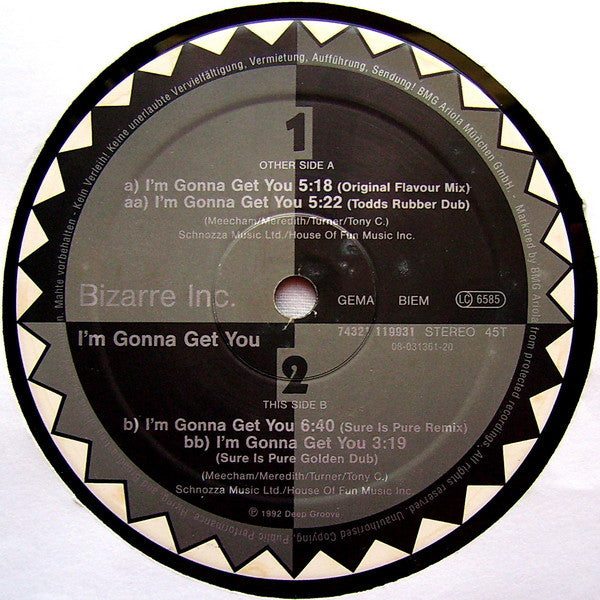 Bizarre Inc Featuring Angie Brown – I'm Gonna Get You (EX, FUNDA VG+)