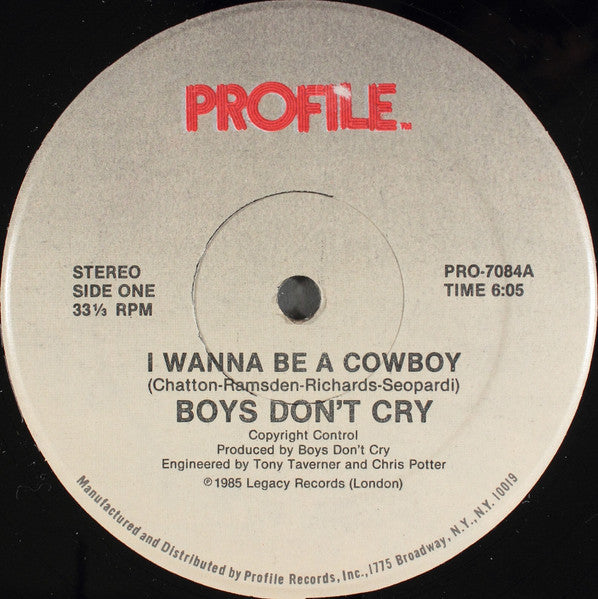 Boys Don't Cry – I Wanna Be A Cowboy (MINT, SELLADO DE ÉPOCA) sticker gastado ver foto BOX27