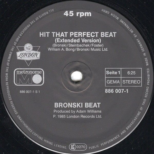 Bronski Beat – Hit That Perfect Beat (NM, FUNDA VG+) BOX33