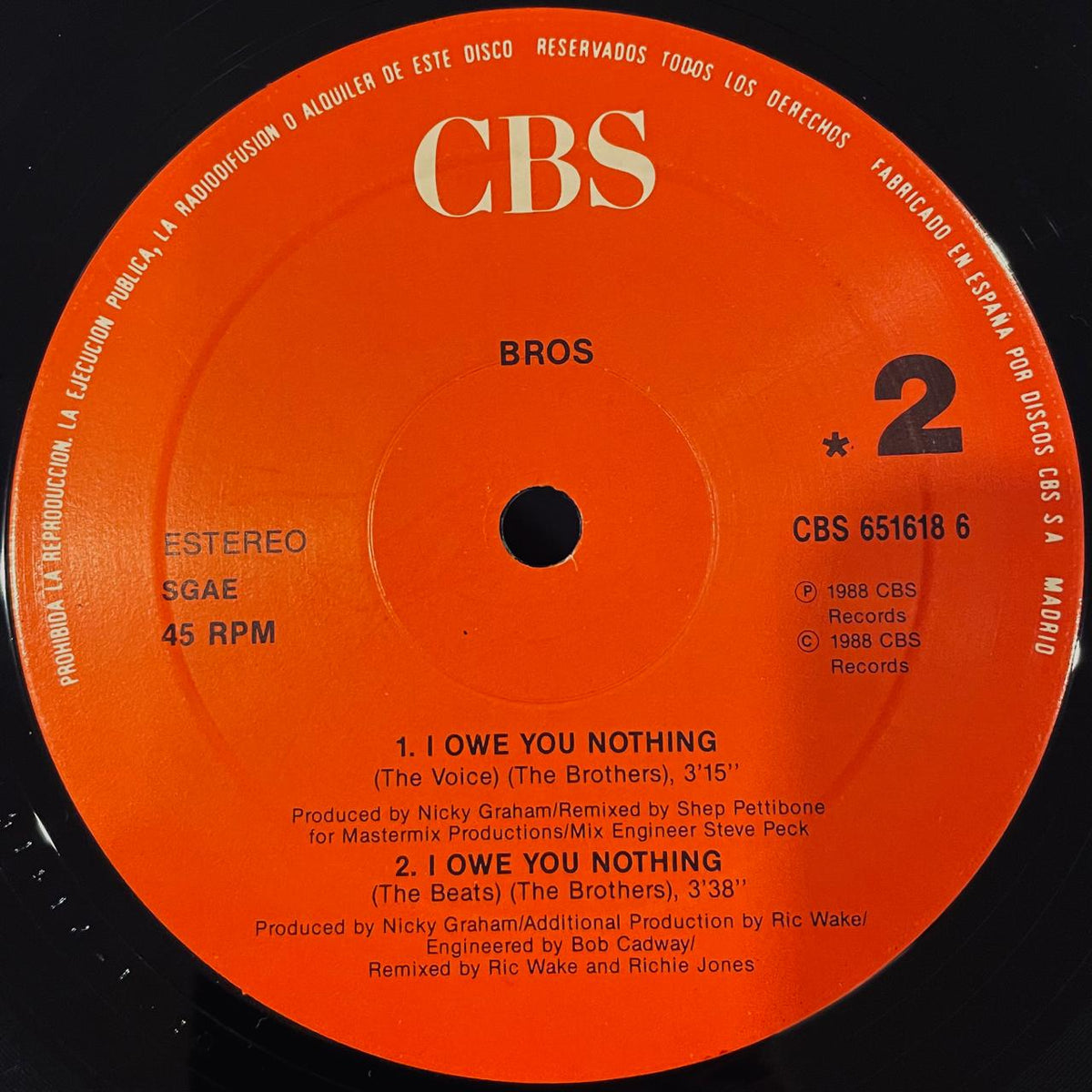 Bros – I Owe You Nothing (VG+) BOX16