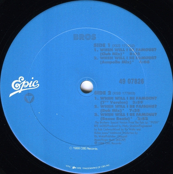 Bros – When Will I Be Famous? (NM, FUNDA VG+) BOX30