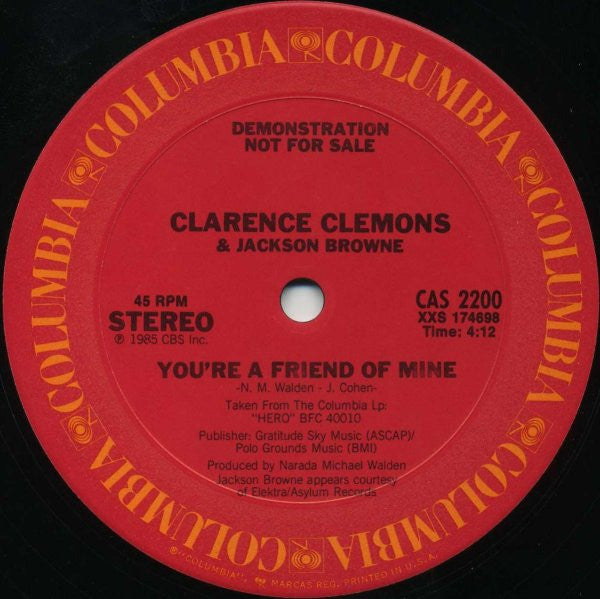 Clarence Clemons & Jackson Browne – You're A Friend Of Mine (NM, FUNDA VG+) BOX29