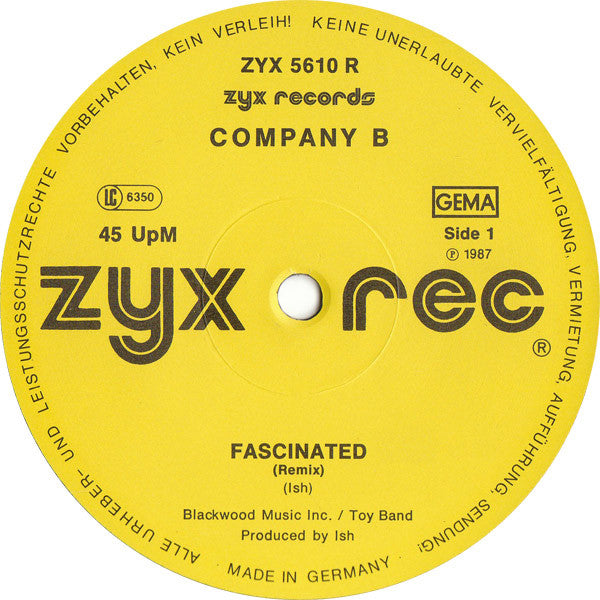 Company B – Fascinated (Remix) / Jam On Me (Remix) (VG+) BOX3