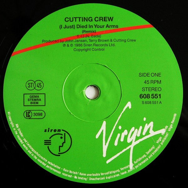 Cutting Crew – (I Just) Died In Your Arms (NM, FUNDA VG+)