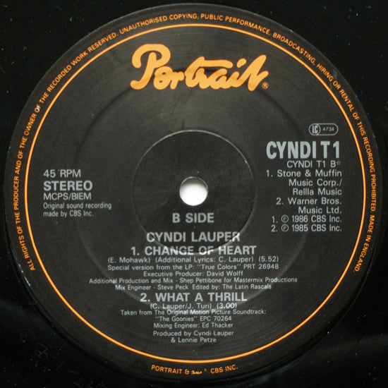 Cyndi Lauper – Change Of Heart (NM)