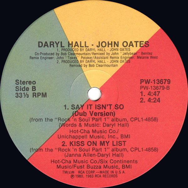 Daryl Hall - John Oates – Say It Isn't So (NM, FUNDA VG+) BOX11