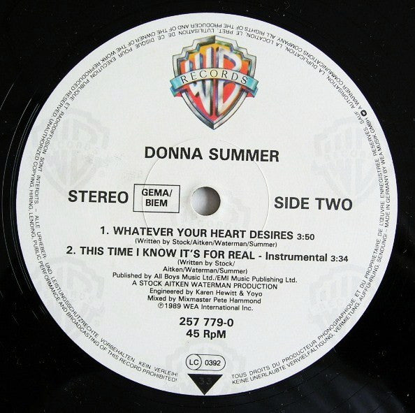 Donna Summer – This Time I Know It's For Real (NM, FUNDA EX) BOX30