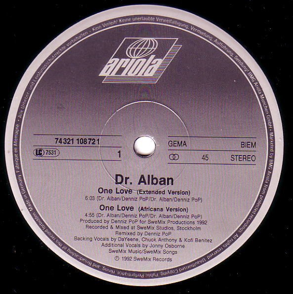 Dr. Alban – One Love / Incluye Reggae Gone Ragga (VG+) BOX30