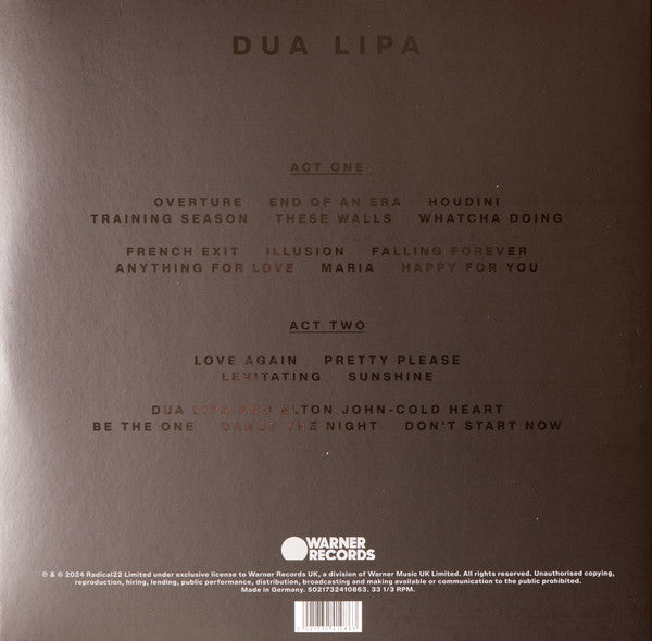 Dua Lipa – Live From The Royal Albert Hall / DISCO DOBLE (NUEVO, SELLADO) BOXV45