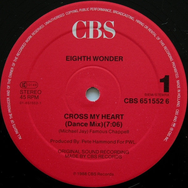 Eighth Wonder – Cross My Heart (Dance Mix) (NM, FUNDA EX) BOX33