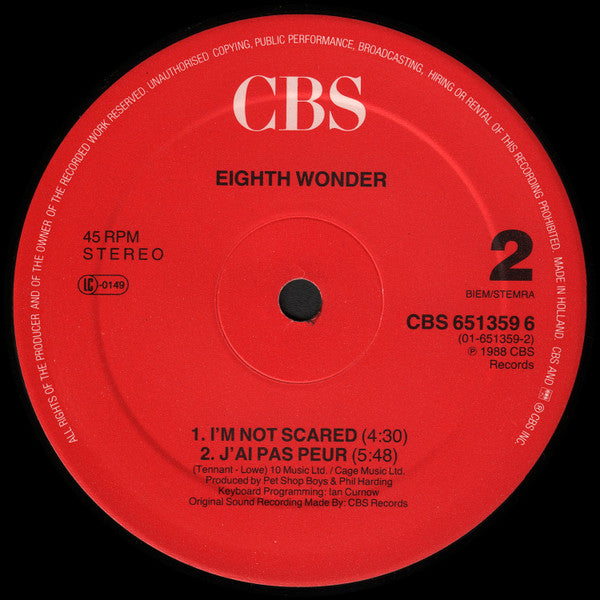Eighth Wonder – I'm Not Scared (Disco Mix) (NM, FUNDA VG+) BOX3
