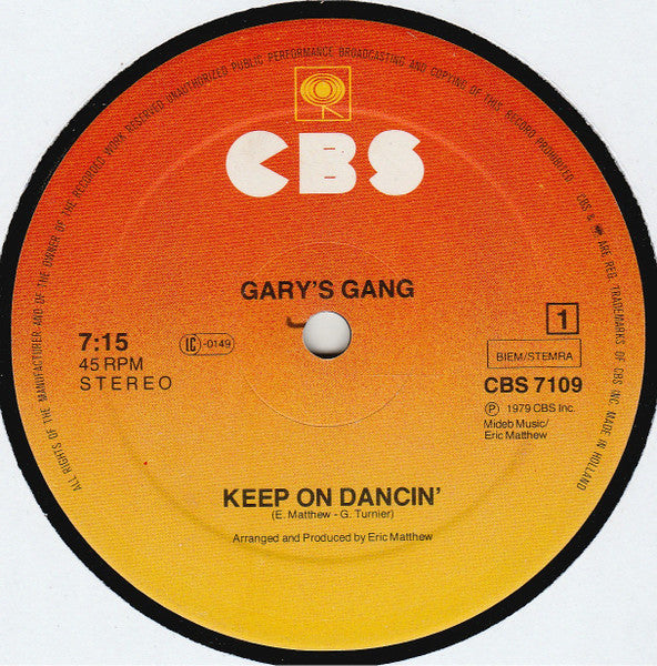 Gary's Gang – Keep On Dancin' (NM, FUNDA VG+) BOX11