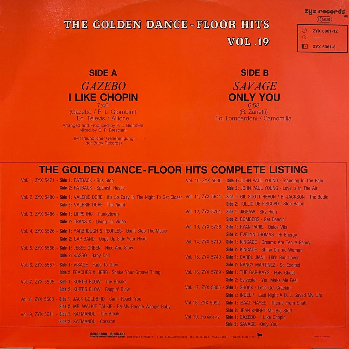 Gazebo / Savage – The Golden Dance-Floor Hits Vol. 19 (NM) BOX30