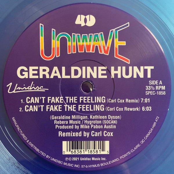 Geraldine Hunt – Can't Fake The Feeling (Carl Cox Remix And Original Mix) (NUEVO, SELLADO)