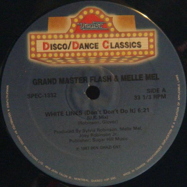 Grand Master Flash & Melle Mel – White Lines (Don't Don't Do It) (NM, Funda Generic de Sello) Box39) B