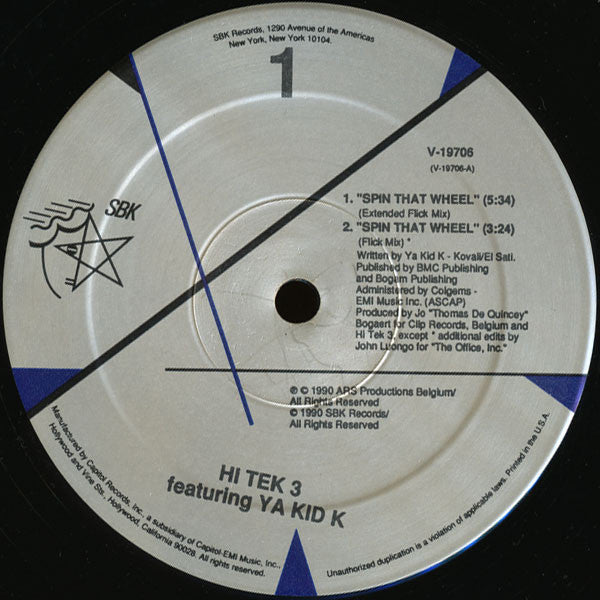 Hi Tek 3 Featuring Ya Kid K – Spin That Wheel (Turtles Get Real!) (EX, FUNDA VG+) BOX16