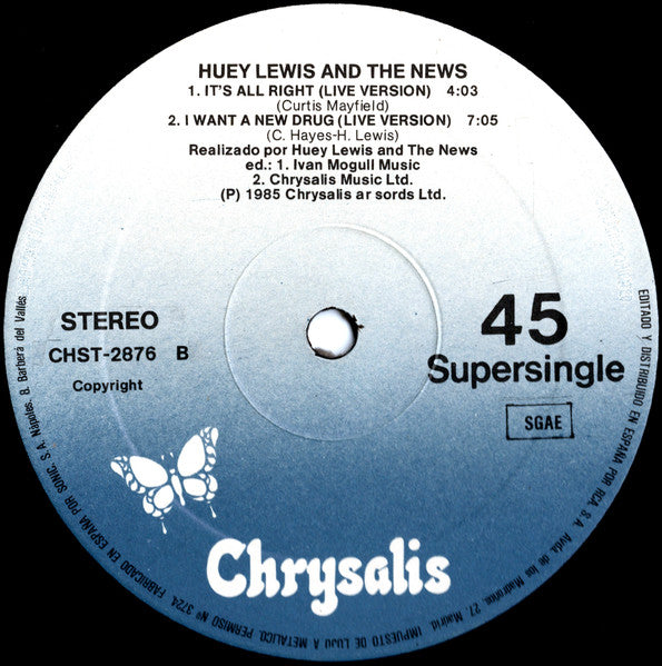 Huey Lewis And The News – The Power Of Love = El Poder Del Amor (EX, FUNDA VG+) BOX32