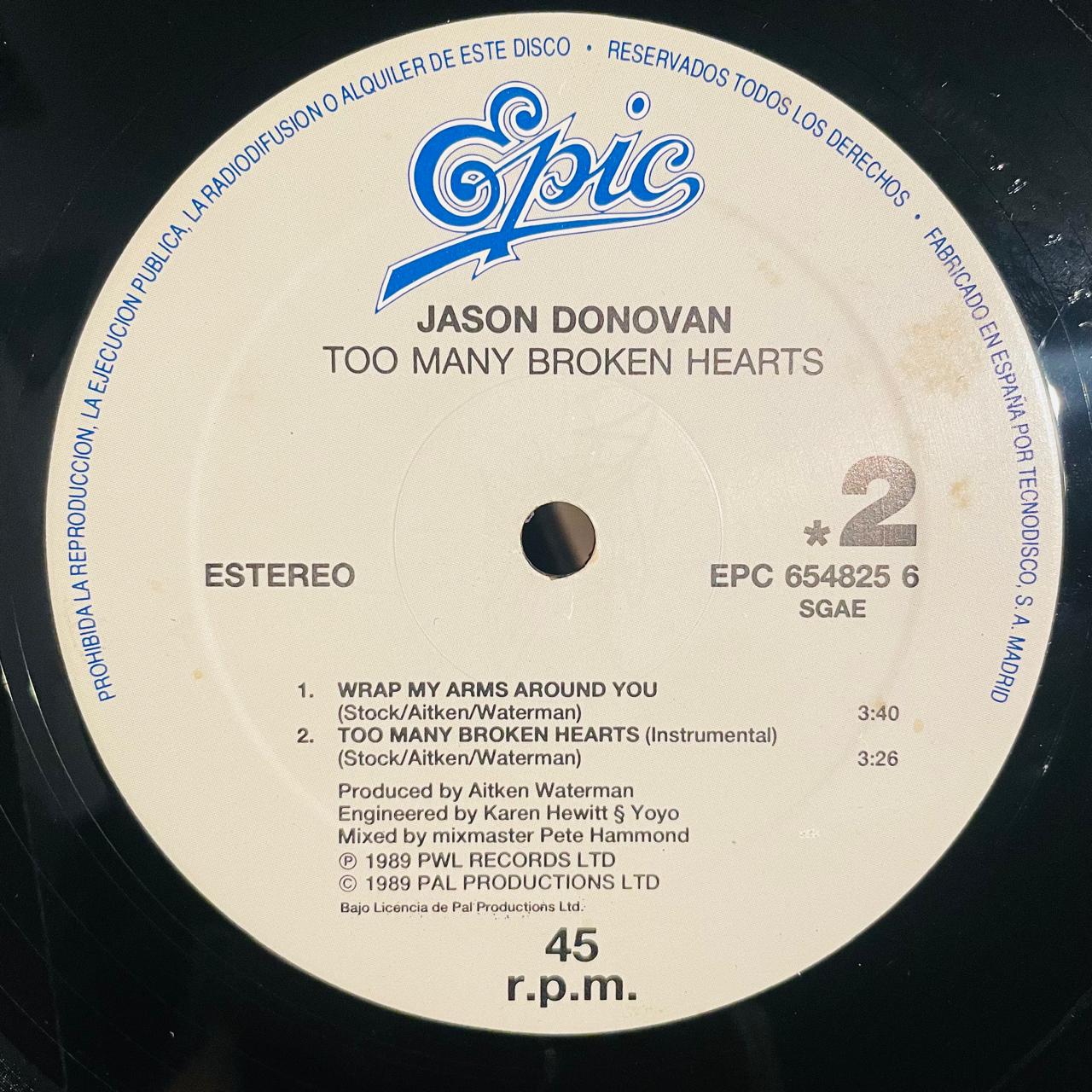 Jason Donovan – Too Many Broken Hearts (EX)