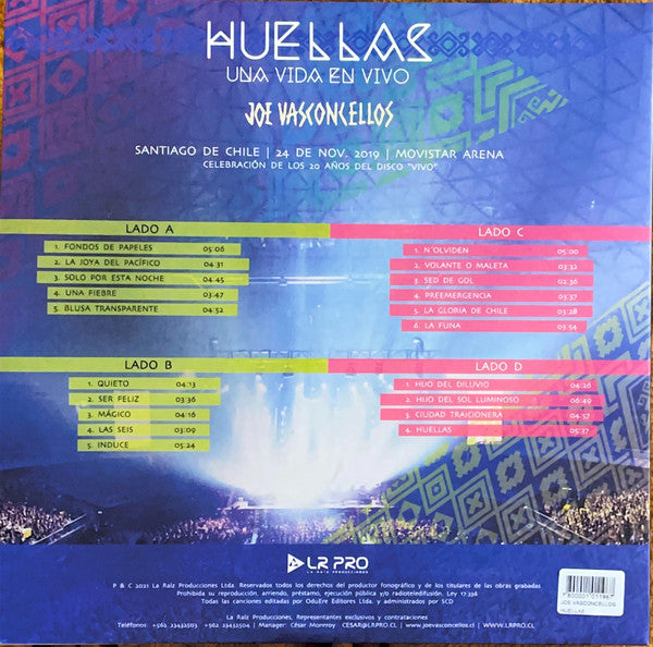 Joe Vasconcellos – Huellas - Una vida en vivo / DISCO DOBLE (NUEVO, SELLADO) BOXV39