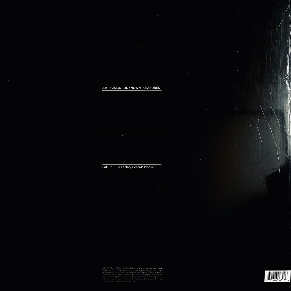 Joy Division – Unknown Pleasures, contraportada con el listado de canciones