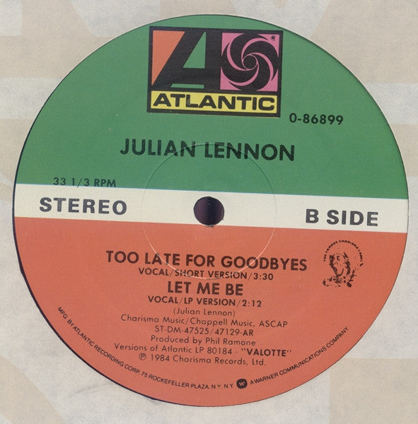 Julian Lennon – Too Late For Goodbyes (EX, FUNDA VG+) BOX10