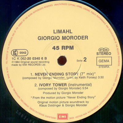 Limahl – The NeverEnding Story (Special 12" Mix) (NM, FUNDA VG+)