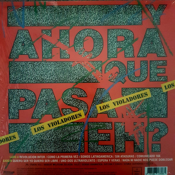 Los Violadores – Y Ahora Qué Pasa, Eh?, contraportada con el listado de canciones