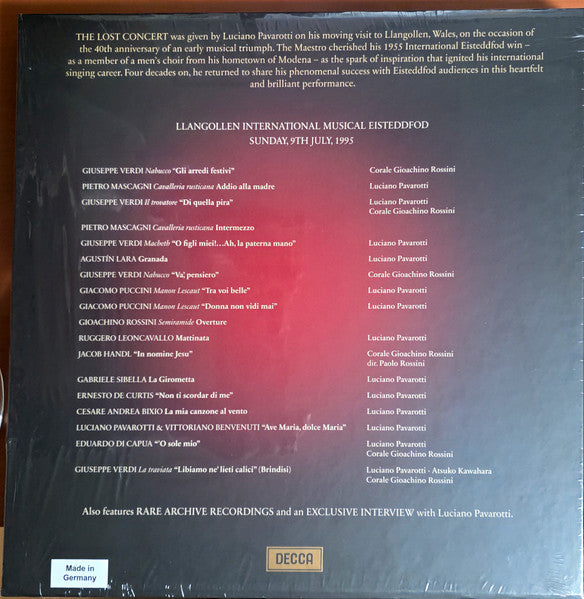 Luciano Pavarotti – The Lost Concert - Live At Llangollen 1995 / BOX SET - DISCO DOBLE / LIMITED EDITION (NUEVO, SELLADO)