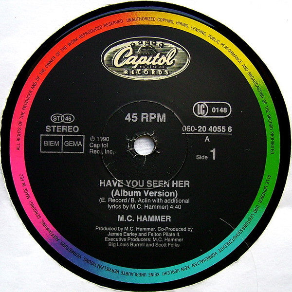 MC Hammer – Have You Seen Her - U Can't Touch This -Kmel Mix (NM) BOX11