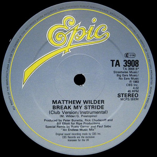 Matthew Wilder – Break My Stride (Extended Remix) (NM, FUNDA EX) BOX30
