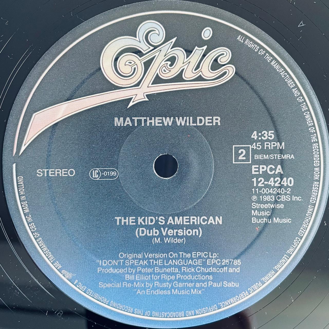 Matthew Wilder – The Kid's American (NM, FUNDA VG+)