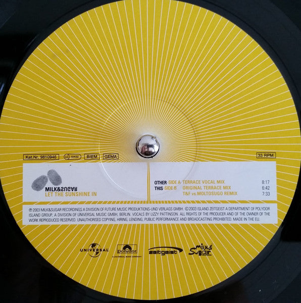 Milk&Sugar – Let The Sunshine In (NM, FUNDA VG+) BOX24