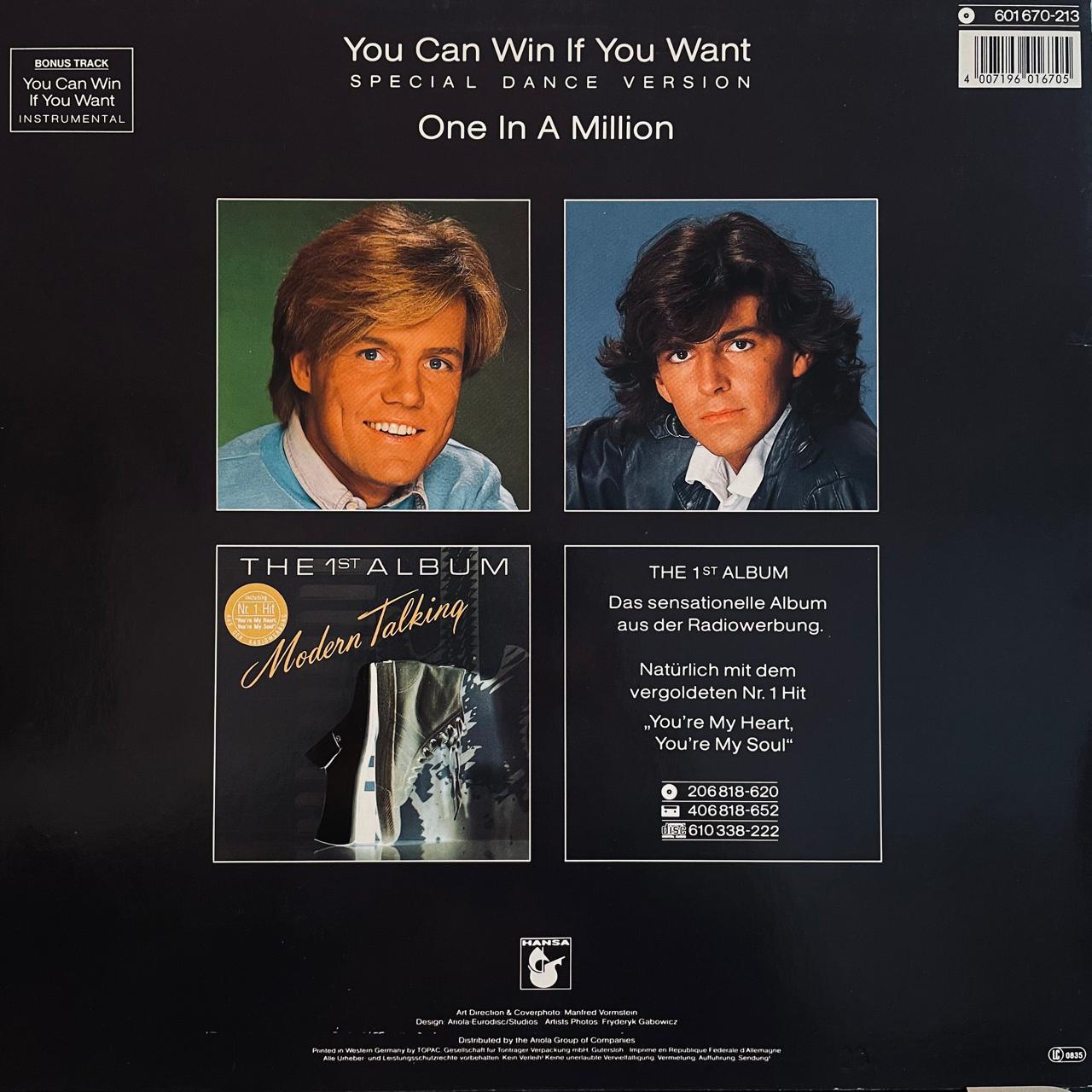 Modern Talking – You Can Win If You Want (Special Dance Version), contraportada con el listado de canciones