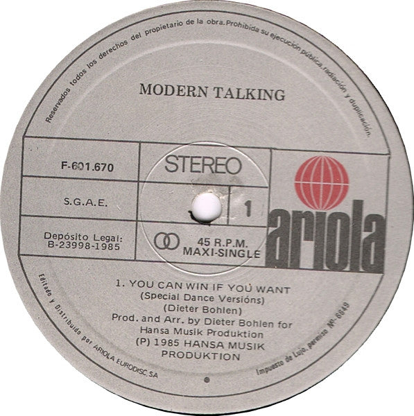 Modern Talking – You Can Win If You Want (Special Dance Version) (VG+) BOX30