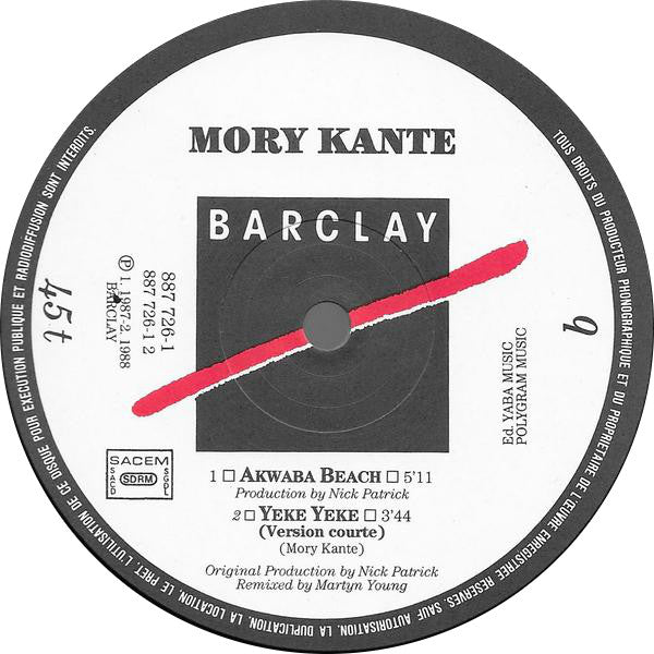 Mory Kante – Yé Ké Yé Ké (Martyn Young Remix) (EX, FUNDA VG+) BOX16
