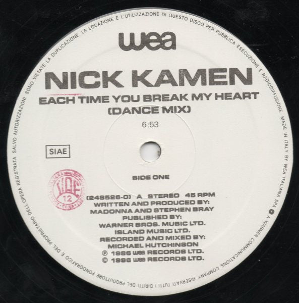 Nick Kamen – Each Time You Break My Heart (VG+) BOX26