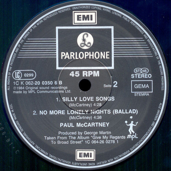 Paul McCartney – No More Lonely Nights (Extended Version) (NM, FUNDA VG+) BOX2