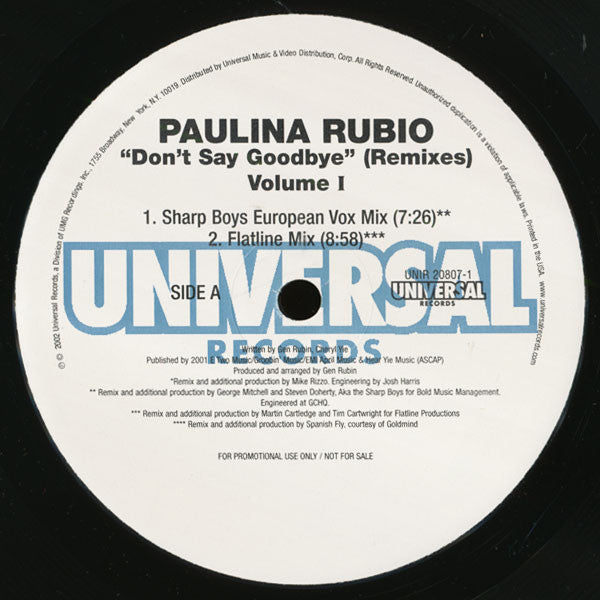 Paulina Rubio – Don't Say Goodbye (Remixes) Volume I (NM, FUNDA VG+) BOX31