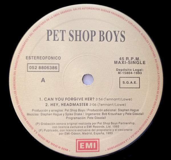 Pet Shop Boys – Can You Forgive Her? (VG+, FUNDA EX ) BOX30