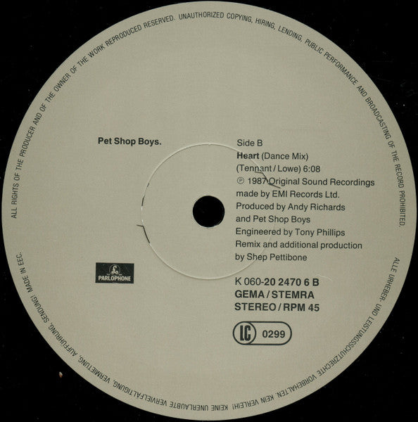 Pet Shop Boys – Heart (NM, FUNDA VG+) BOX28