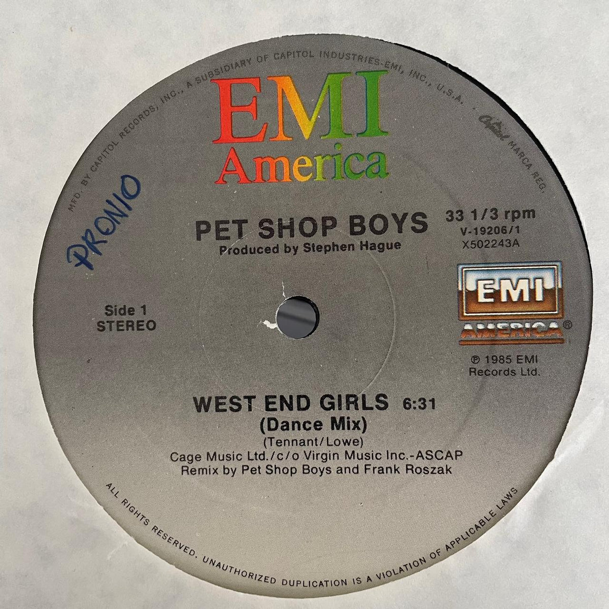Pet Shop Boys – West End Girls (VG+) BOX8