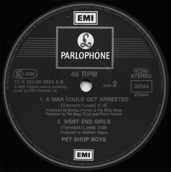 Pet Shop Boys – West End Girls (Dance Mix) (EX, FUNDA VG+)