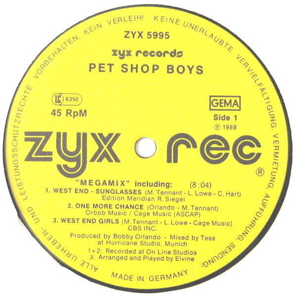 Pet Shop Boys – ZYX Mega Mix (NM) BOX3